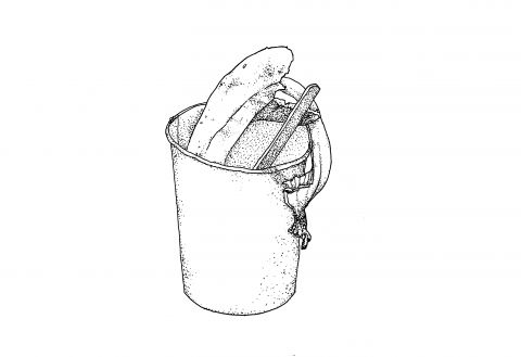 Anamari Hrup, Coffee Cup with Banana Whale, 2017